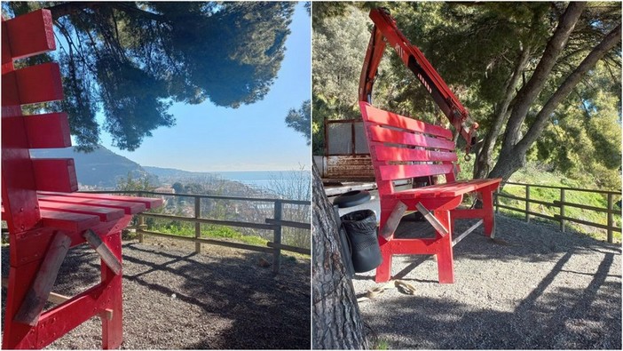 Ventimiglia contro il degrado, nuova location per la panchina rossa. Di Muro: &quot;Riposizionata in luogo più consono&quot; (Foto)