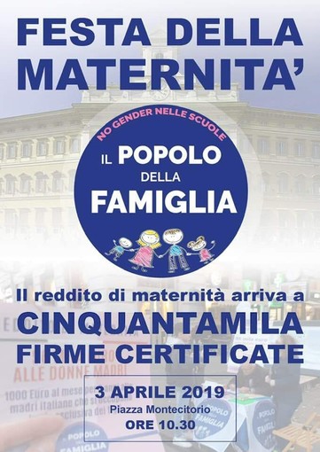 Il 'Popolo della Famiglia' di Imperia a Monteciorio per il reddito di maternità