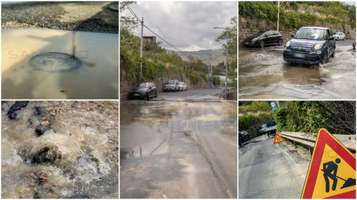 Sanremo: perdita d'acqua a Poggio, la pressione ha sollevato l'asfalto in via Grossi Bianchi