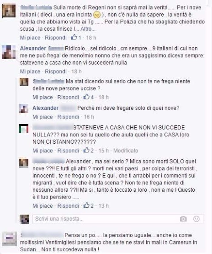 Ventimiglia: giovane no border nella bufera per una frase sui morti di Dacca: &quot;9 italiani di cui non me ne può frega’ de meno!&quot;