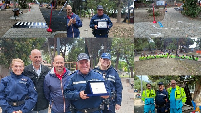 Vallecrosia, bimbi dell'Andrea Doria a lezione di sicurezza stradale con la polizia locale (Foto e video)