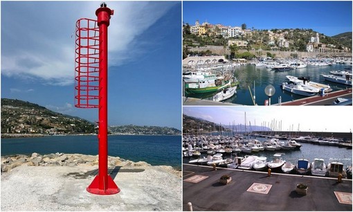Bordighera, installato il nuovo fanale fisso di segnalamento per l’ingresso al porto turistico (Foto)