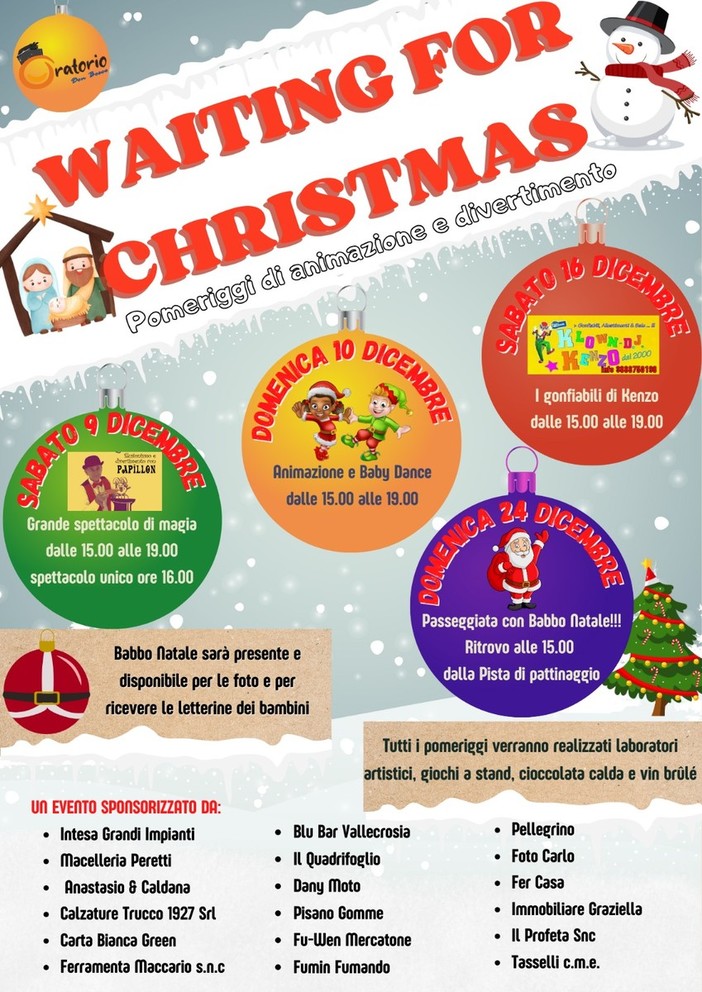 Vallecrosia: domenica 'Passeggiata con Babbo Natale' sul lungomare Marconi