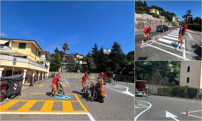 Bordighera, rifacimento della segnaletica orizzontale: al via gli interventi (Foto)