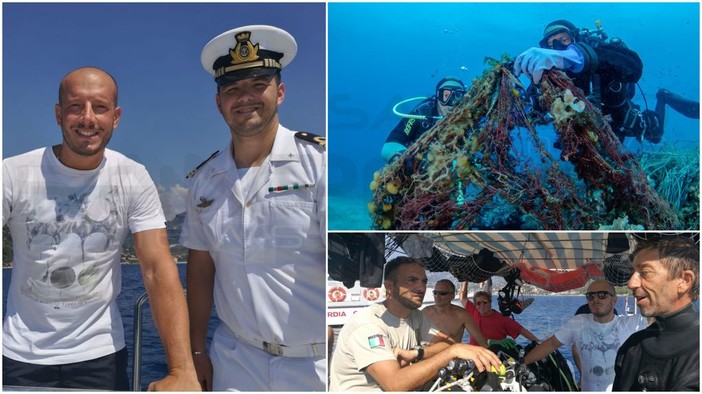 Ventimiglia: operazione di pulizia del fondale da alcune reti abbandonate al largo di Capo Mortola, con i sub della Guardia Costiera anche il Sindaco Ioculano “Quest’area di tutela è necessaria” (Foto e Video)