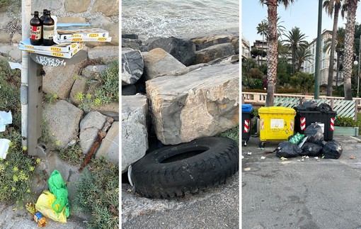 Sanremo, tra pneumatici e rifiuti abbandonati: il degrado sulle spiagge matuziane (Foto)