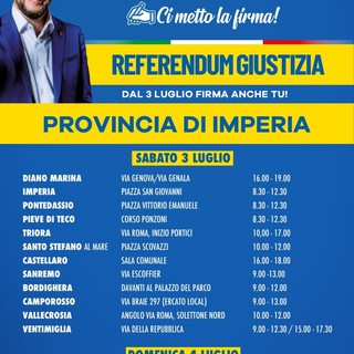 Dalla costa all'entroterra domani in provincia di Imperia scatta la campagna referendaria della Lega sulla giustizia