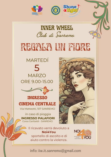 ‘Regala un fiore’, iniziativa di solidarietà dell’Inner Wheel Club di Sanremo verso il mondo femminile