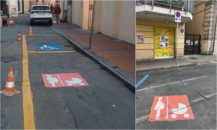 Donne in gravidanza o con bimbi piccoli, a Ventimiglia spuntano gli 'stalli rosa' (Foto)