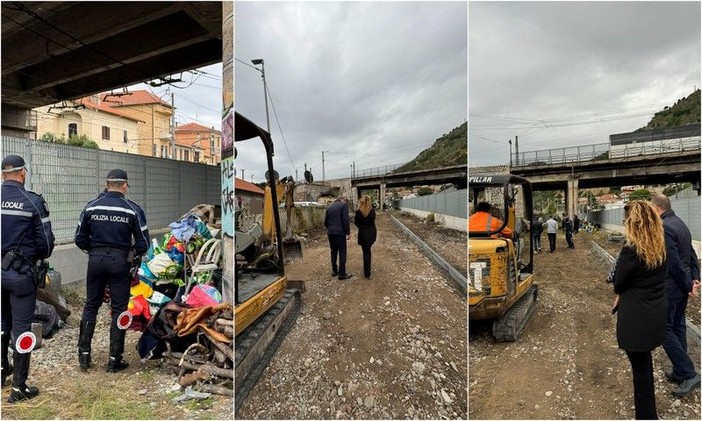 Ventimiglia, accumulava rifiuti sotto il cavalcavia di Nervia: sgomberato accampamento abusivo (Foto)