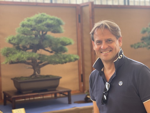 Marco Scajola, candidato al Senato per Noi Moderati, questa mattina all’inaugurazione del Festival del Bonsai ad Andora