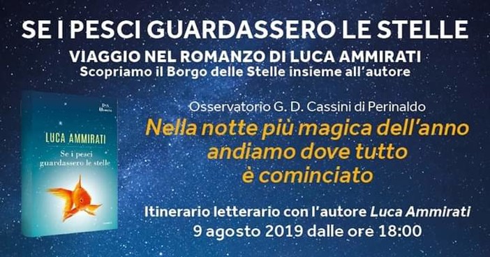 Perinaldo: il 9 agosto all'osservatorio Cassini, la presentazione del libro di Luca Ammirati &quot;Se i pesci guardassero le stelle&quot;