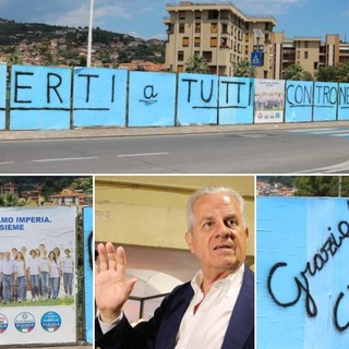 Imperia: &quot;Aperti a tutti contro nessuno. Grazie Claudio&quot;, la scritta sul ponte Impero per celebrare Claudio Scajola sindaco (Foto)