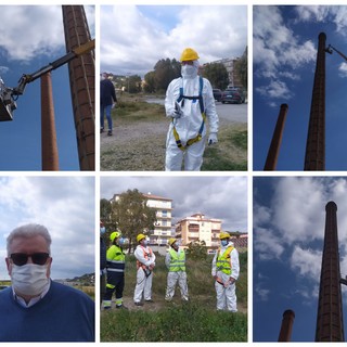 Porta del Mare, sopralluogo in quota per verificare la sicurezza delle ex ferriere, Fossati: &quot;Ciminiera centrale in condizione critica&quot; (foto e video)