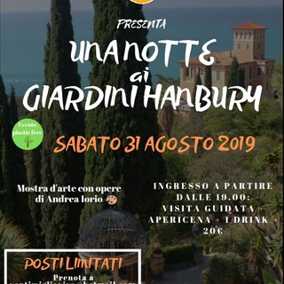 Ventimiglia: sabato &quot;Una Notte ai Giardini Hanbury&quot;, aperitivo, visita guidata e dj set.