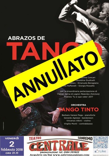 Sanremo: annullato lo spettacolo Abrazos de Tango, rimborsi previsti entro il 6 febbraio