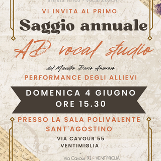 Ventimiglia: saggio annuale gli allievi dei corsi di canto e pianoforte dell'AD Vocal Studio del Maestro Dario Amoroso