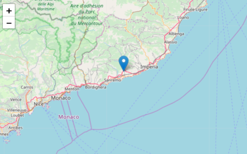 Terremoto a Taggia nel tardo pomeriggio. Scossa di magnitudo 2.4 avvertita anche nell'entroterra e sulla costa