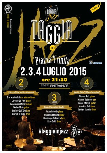 Taggia in jazz: al via la seconda edizione, dal 2 al 4 luglio Piazza Trinità ospiterà alcuni dei più grandi jazzisti internazionali