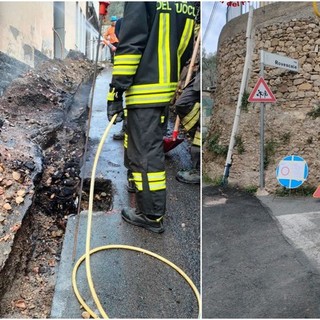 Si rompe un tubo: fuga di gas e incendio a Castellaro (Foto)