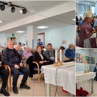 Vallecrosia, scambio di auguri e santa messa con il vescovo Suetta a Casa Rachele Zitomirski (Foto)