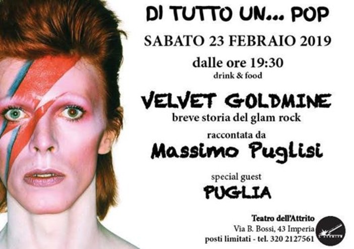 Imperia: sabato prossimo all'Attrito, 'Velvet Goldmine', breve storia del glam rock raccontata da Massimo Puglisi