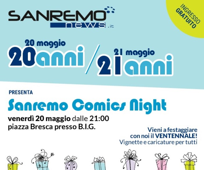 20 anni di Sanremonews: i primi 100 lettori brinderanno gratis con noi venerdì 20 al B.I.G.