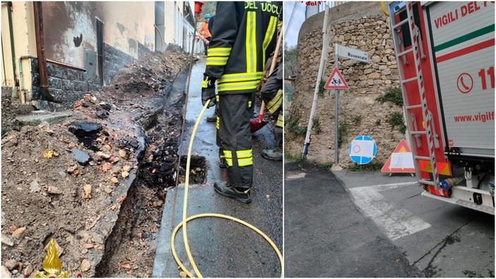 Si rompe un tubo: fuga di gas e incendio a Castellaro (Foto)