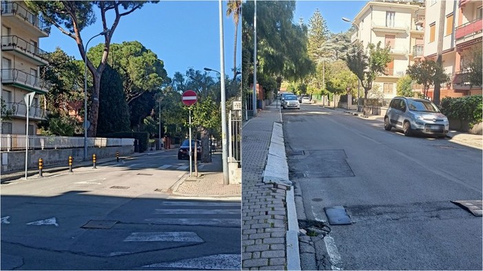 Bordighera, rifacimento del marciapiede: scatta il divieto di sosta in via Gerolamo Rossi (Foto)