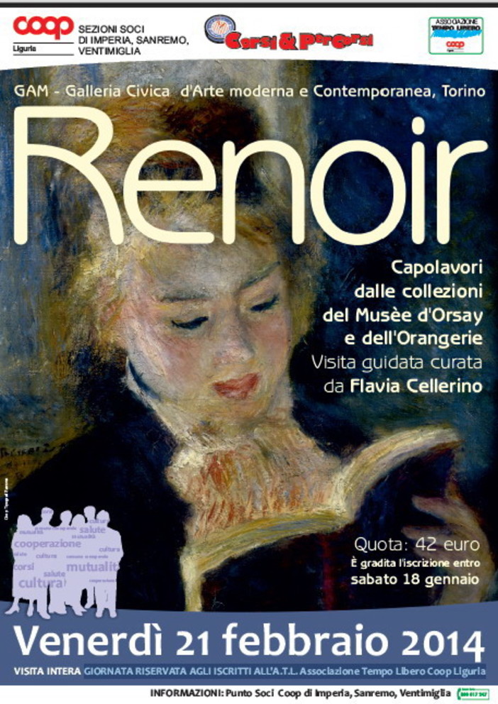Il 21 febbraio visita guidata a Torino alla mostra di Renoir per i soci Coop