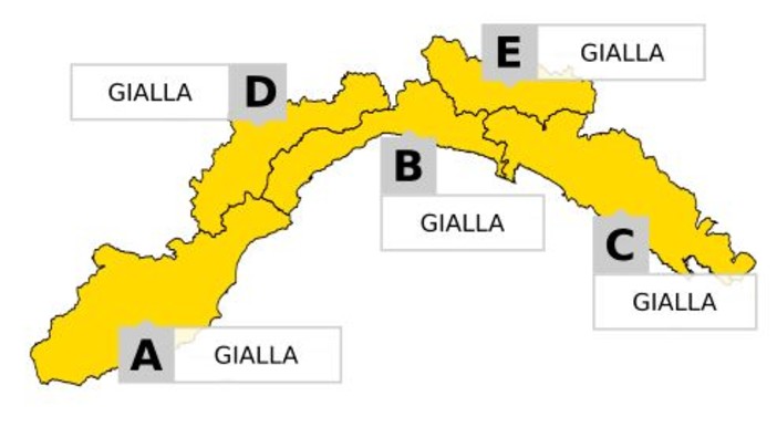 Maltempo: fino alle 15 di domani, allerta gialla per temporali e piogge diffuse su tutto il Ponente Ligure